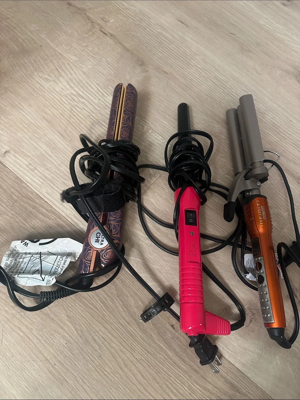 Set of Three Hair Styling Tools - ultra chi straightener, wand, and Conair waver